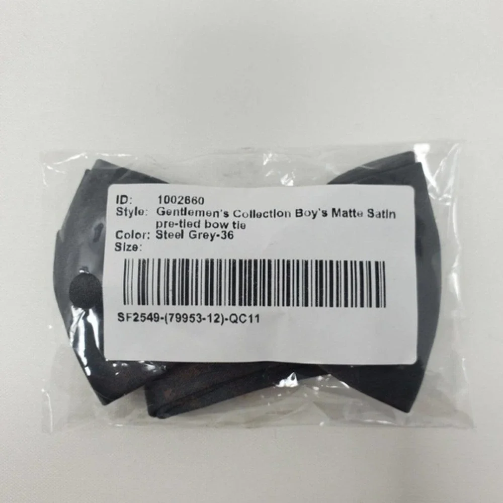 NEW Azazie Boys‎ Matte Satin Pre-Tied Bow Tie Steel Gray Wedding